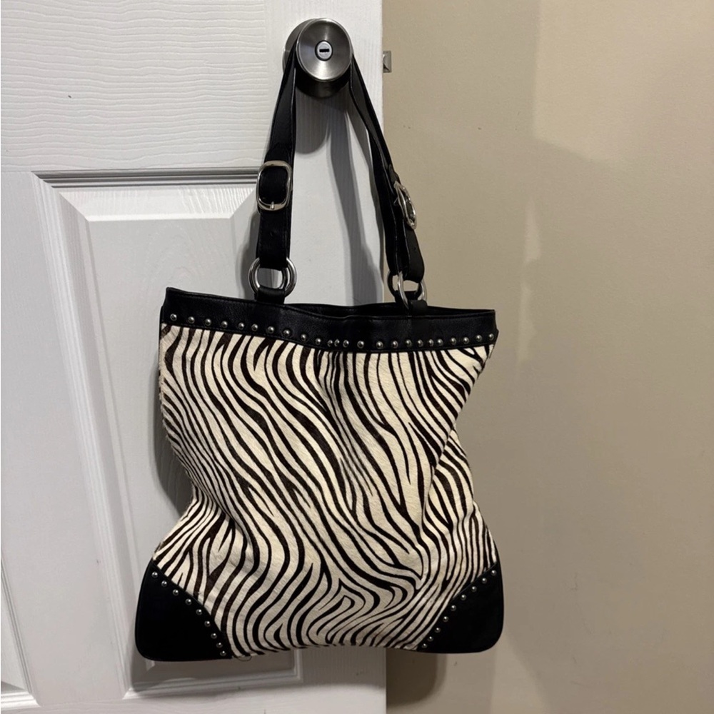 Aqua Madonna Zebra Print Black and White Women's Bag